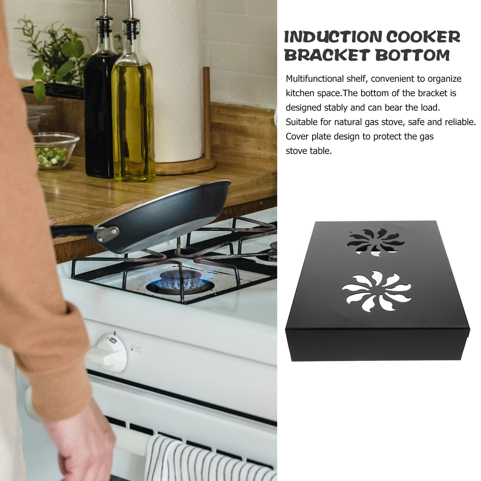 Holibanna Support Wok Noir en Acier au Carbone pour Cuisinière à Gaz