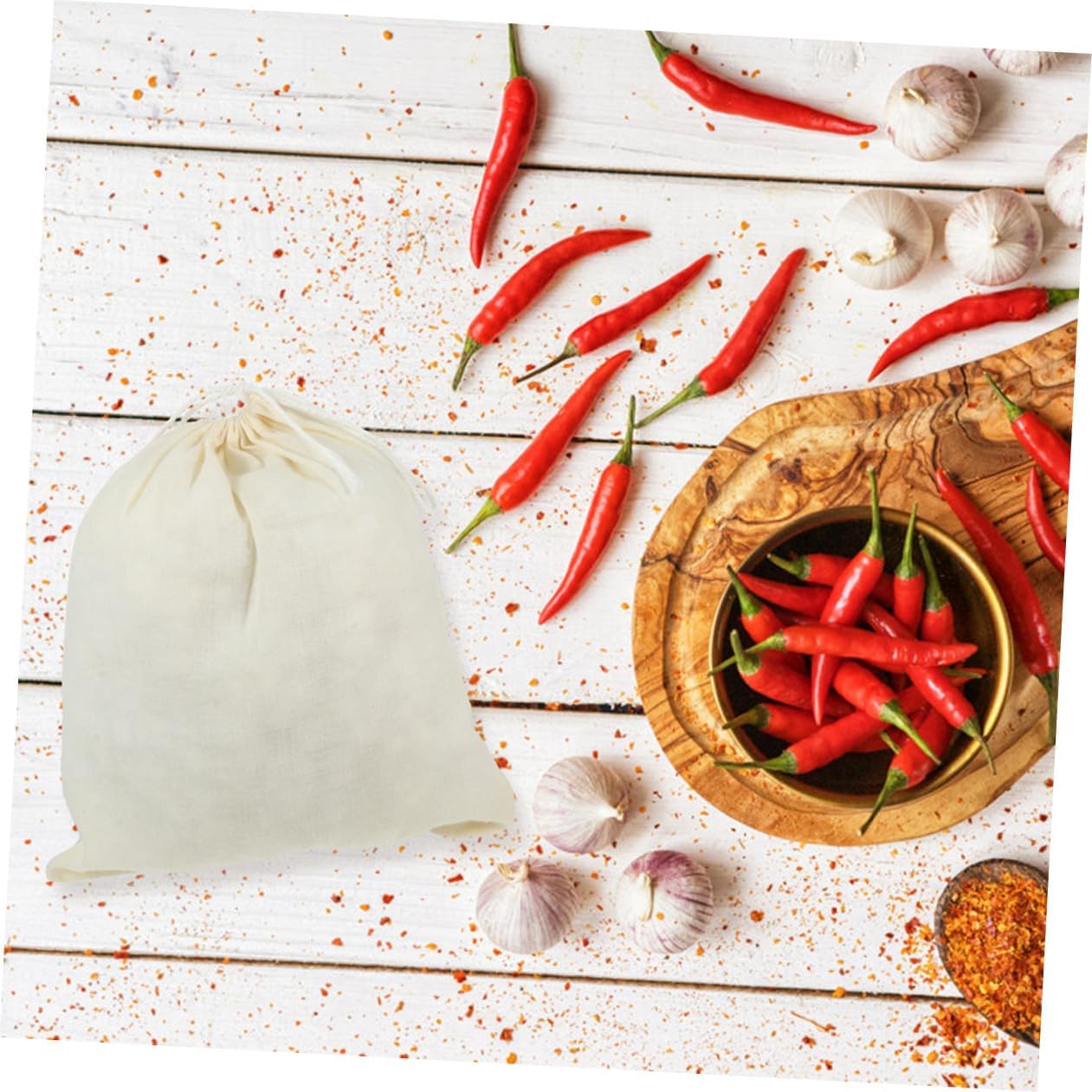 10Pcs Cotton Drawstring Tea Filter Bags, Reusable Soup Strainer Bags