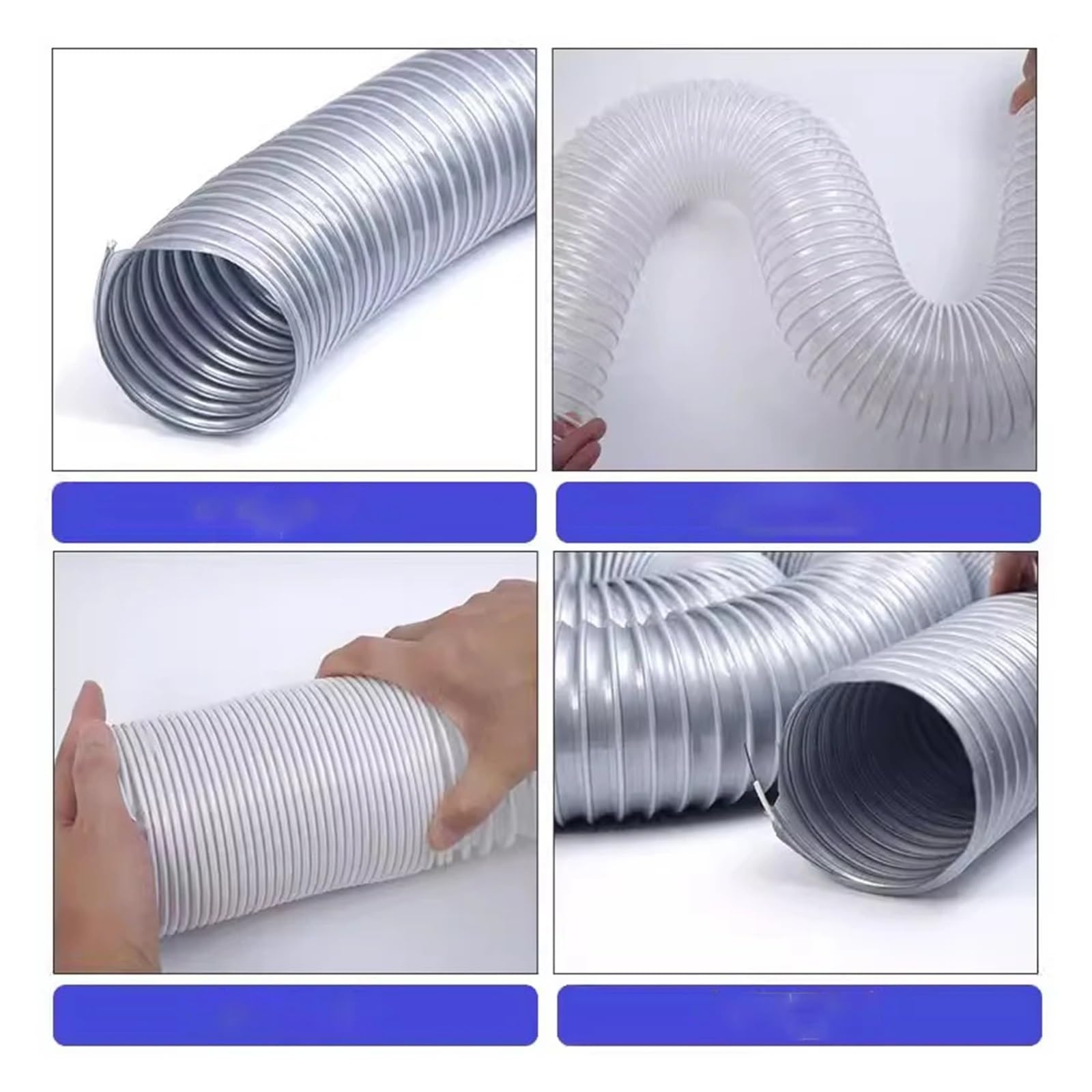 Tubo In PVC Trasparente For Aspirazione Polvere, Tubo Flessibile Di Scarico Fumi Sottovuoto, Tubo Dell'aria Blu E Grigio, Diametro Interno 25-100 Mm * 1000 Mm, 1 Metro(1pcs,3 Meter,Inner 30mm)