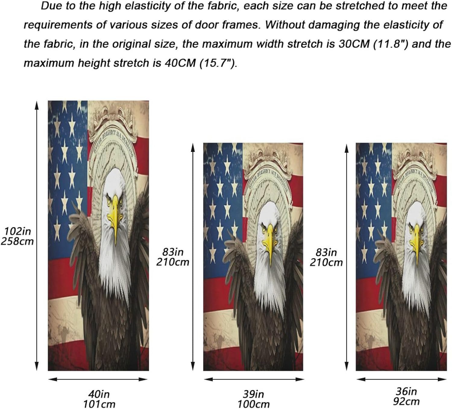Qilmy Independence Day Door Cover,American Flag Bald Eagle Door Covers Decoration of House Living Room Door Corridor Door Holiday Parties 36x98in