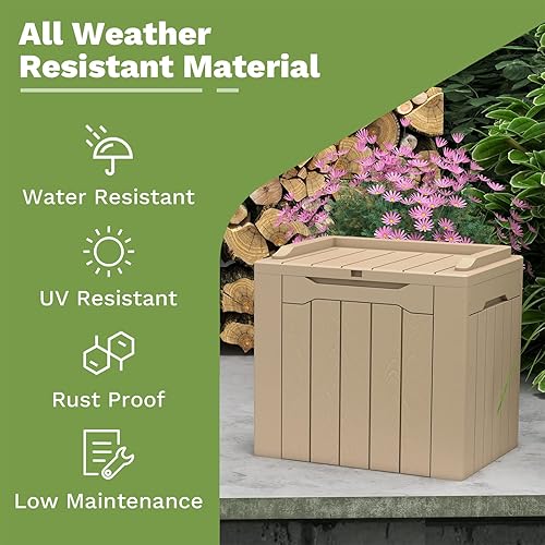 Miniatura 3 de Patiowell Caja de cubierta de resina de 30 galones, caja de almacenamiento al aire libre para muebles de patio, entregas, suministros de piscina,