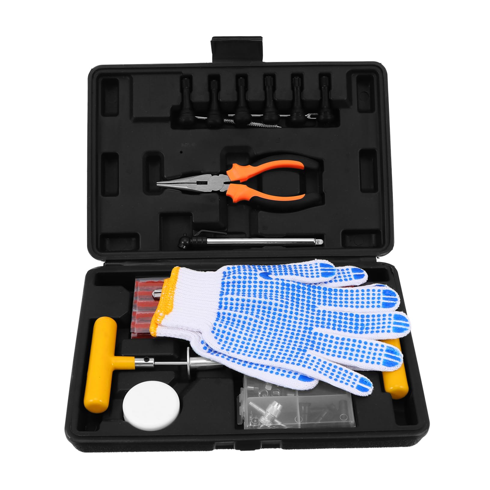 MAGICLULU Kit de Reparación de Neumáticos para Coche y Motocicleta, 100 Piezas, Acero y Goma, Portátil para Reparación Rápida Lugar | Herramientas de Acero, Goma, Aleación de Aluminio y Plástico, Uso en Coche, Reparación Rápida