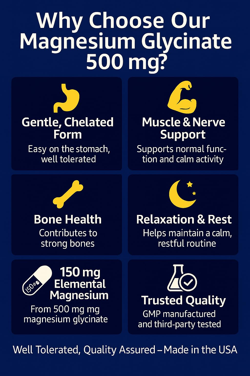 Magnesium Glycinate 500 mg - 100 Capsules — Amazon image 8