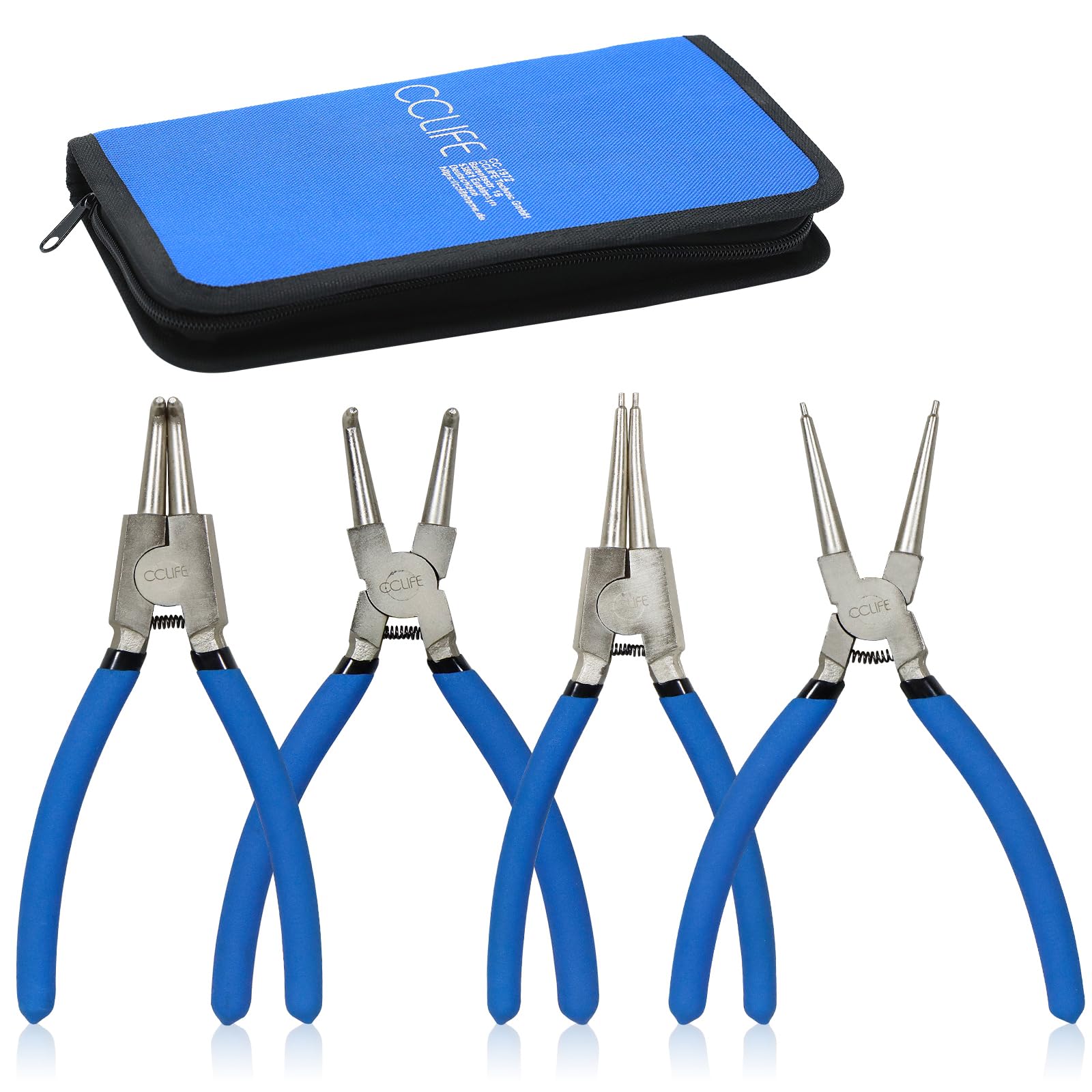 CCLIFE Sicherungsringzange Seegeringzange Set Sprengringzange Segeringzange Sortiment Sicherungszange 150mm 4 tlg Innen/Außen