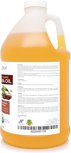 Miniatura 3 de velona Aceite de jojoba certificado orgánico por la USDA, 64 onzas, aceite portador 100% puro y natural, dorado, sin refinar, prensado en frío, sin