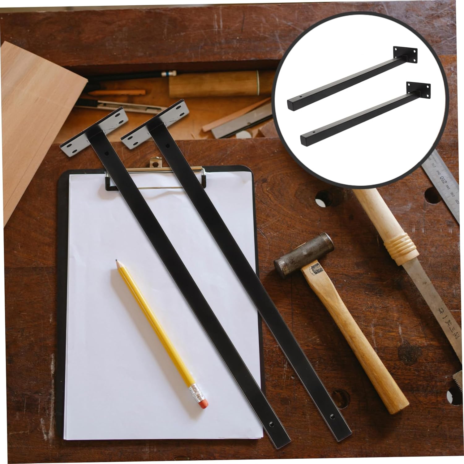 4pcs Stainless Steel Wall Shelf Brackets Hidden Floating Shelf Mounts Wall Mount Bracket for Hanging Plant Sign Black