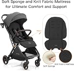 Gromast Gravity Folding Baby Stroller V2.0 - Portable Travel Toddler Stroller w/Adjustable Backrest, Canopy & Cup Holder, Lightweight and UV Protected, One-Hand Automatic Folding - Dark Gray