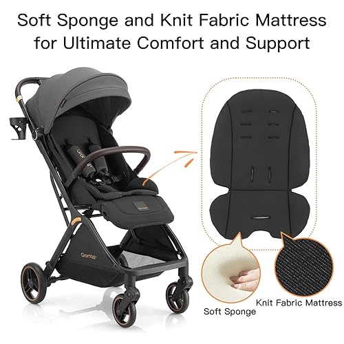 Miniatura 4 de Gravity - Cochecito de bebé plegable – Cochecito portátil de viaje para niños pequeños con respaldo ajustable, toldo, saco y portavasos, ligero