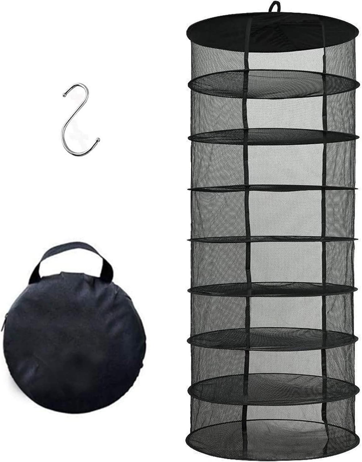Desy & Feeci 8-Layer Plant Net, Black, Drying Stand for Herbs, Fruits, Flowers, Vegetables, 2 ft Plant Hanging Mesh Drying Net