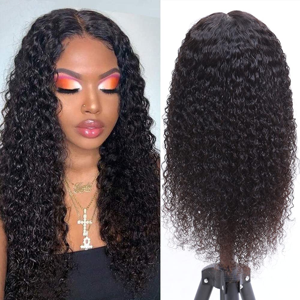 Wiko 13x4 Lace Front Wigs Human Hair Pre Plucked 180% Density Brazilian Kinky Curly Lace Frontal Wig with Baby Hair 10A Natural Black Human Hair Wigs for Black Women