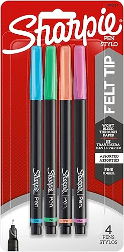 Sanford 1802224 Sharpie Stylo, punta fina, colores surtidos, 4 unidades