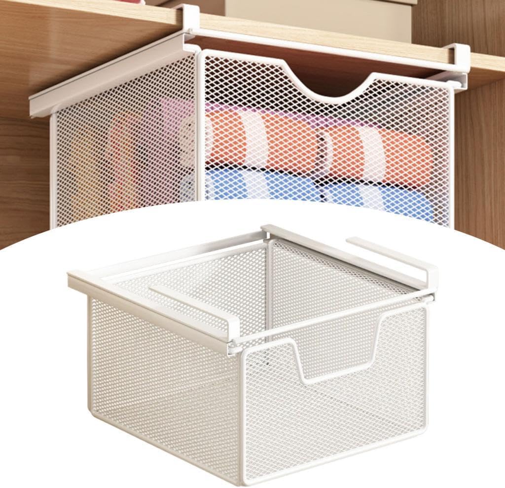 Under Shelf Storage Basket, Pull Out Tabletop Shelf, Under Desk Organizer, Home Drawer, S Widen and Deepen