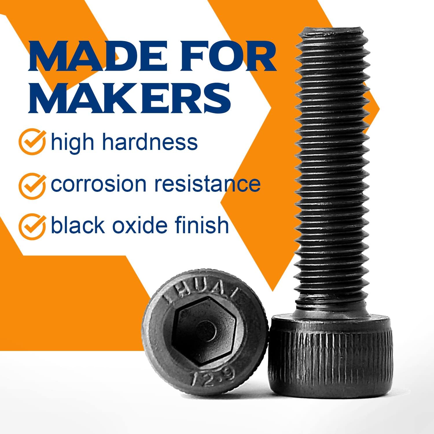 M6-1.0 x 100mm Socket Head Cap Screws, 12.9 Grade Alloy Steel, Allen Socket Drive, Black Oxide Finish, Machine Thread, 10 PCS