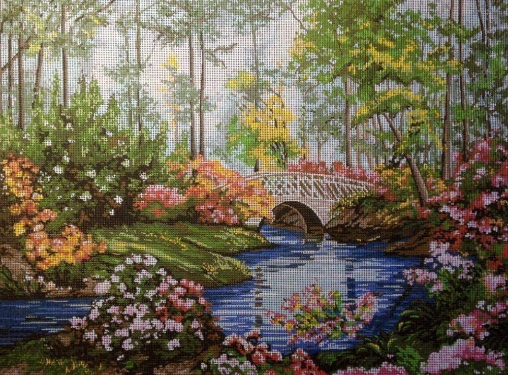 Tapisserie au point de croix paysage pour décorer votre salon avec un tableau DIY