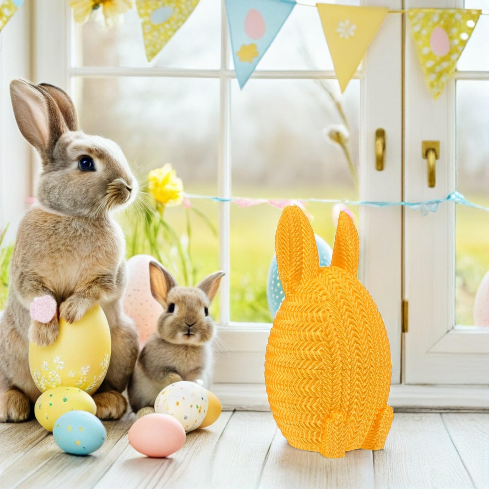 Homoyoyo Uova di Pasqua Vuote a Forma di Palla Orecchie di Coniglio, Contenitore Riempibile in Plastica Pla, Decorazione Pasquale per Caccia alle Uova e Bomboniere Personalizzate, Uso