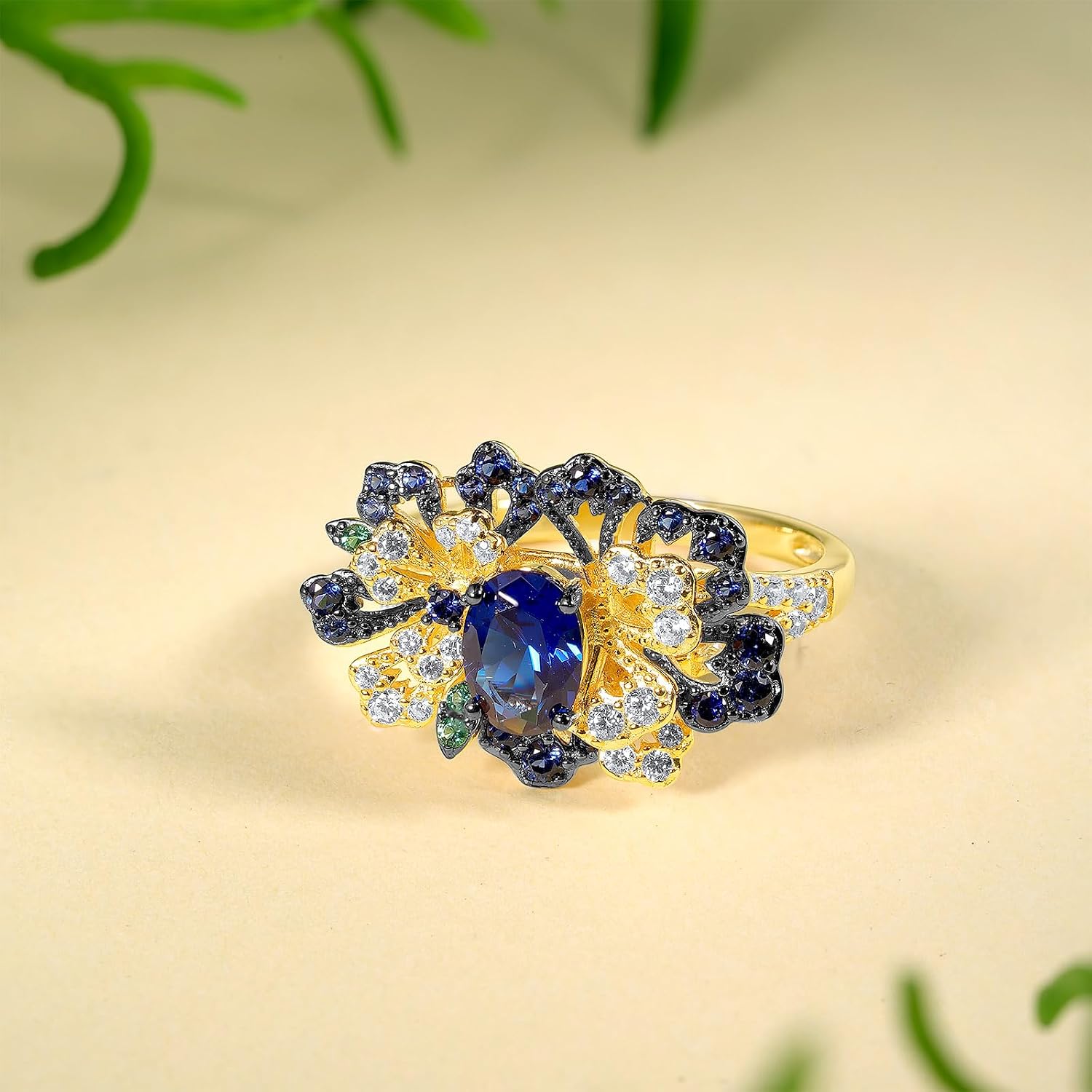 Santuzza Sterling Silver Gemstone Flower Ring for Women