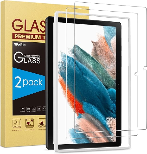 SPARIN 2 Pack Screen Protector for Samsung Galaxy Tab A8 10.5 inch, Installation Alignment Frame Included, Tempered Glass Screen Protector for Galaxy Tab A8