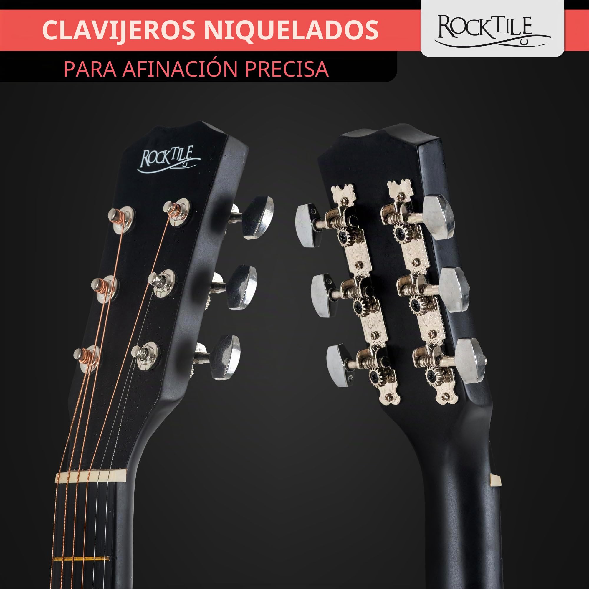 Rocktile WSC-4C-BK Guitarra Western Negra, General, Modelo: WSC-4C-BK | Peso: 1, 38 kg, Cuerdas: 6, Orientación: Diestros, Cuerpo, Forma del cuerpo: Concert con Cutaway, Tapa: Tilo, Mástil