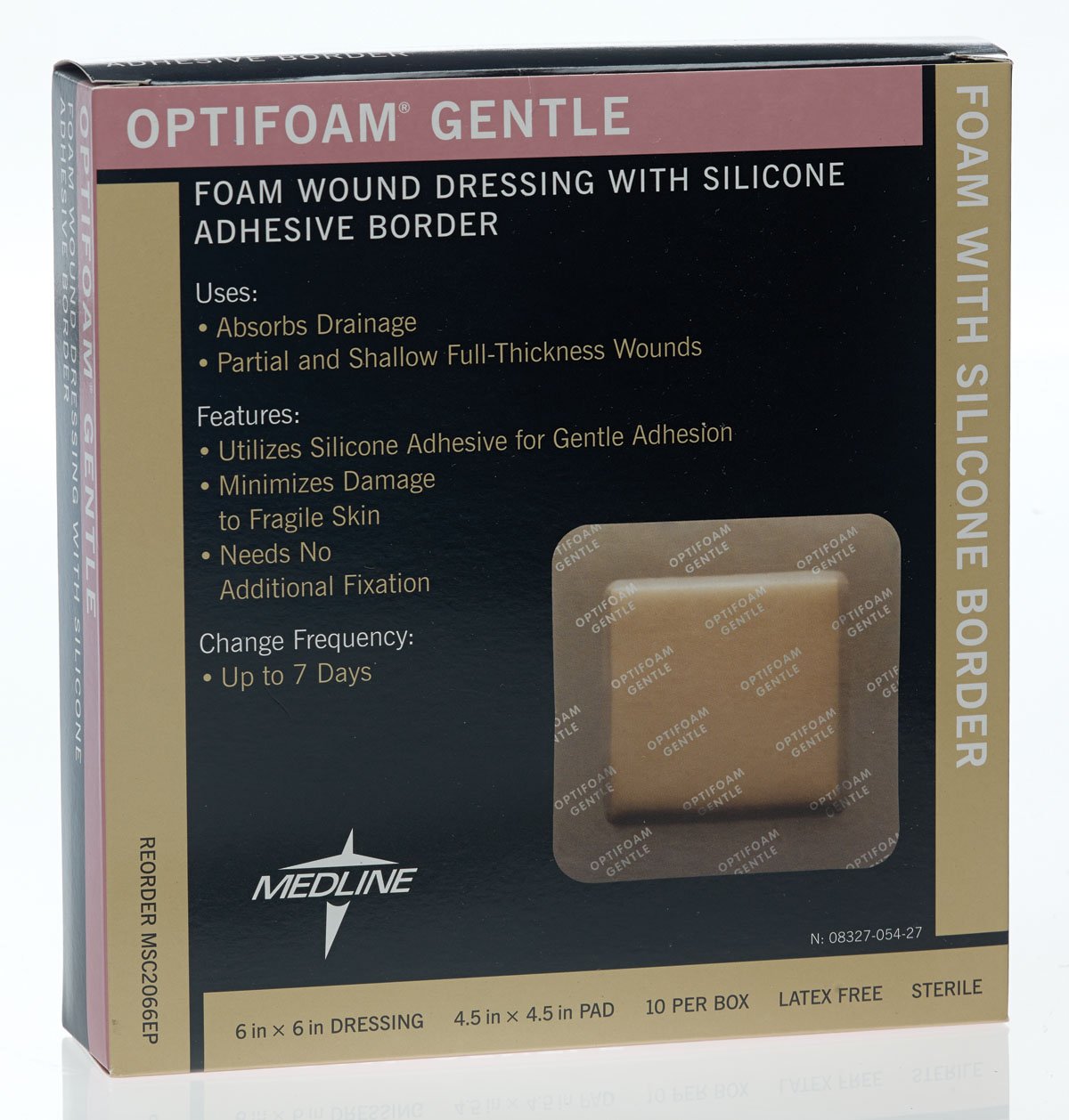 Medline Optifoam Gentle Border Adhesive Dressings, 6 x 6 (Pack of 10)