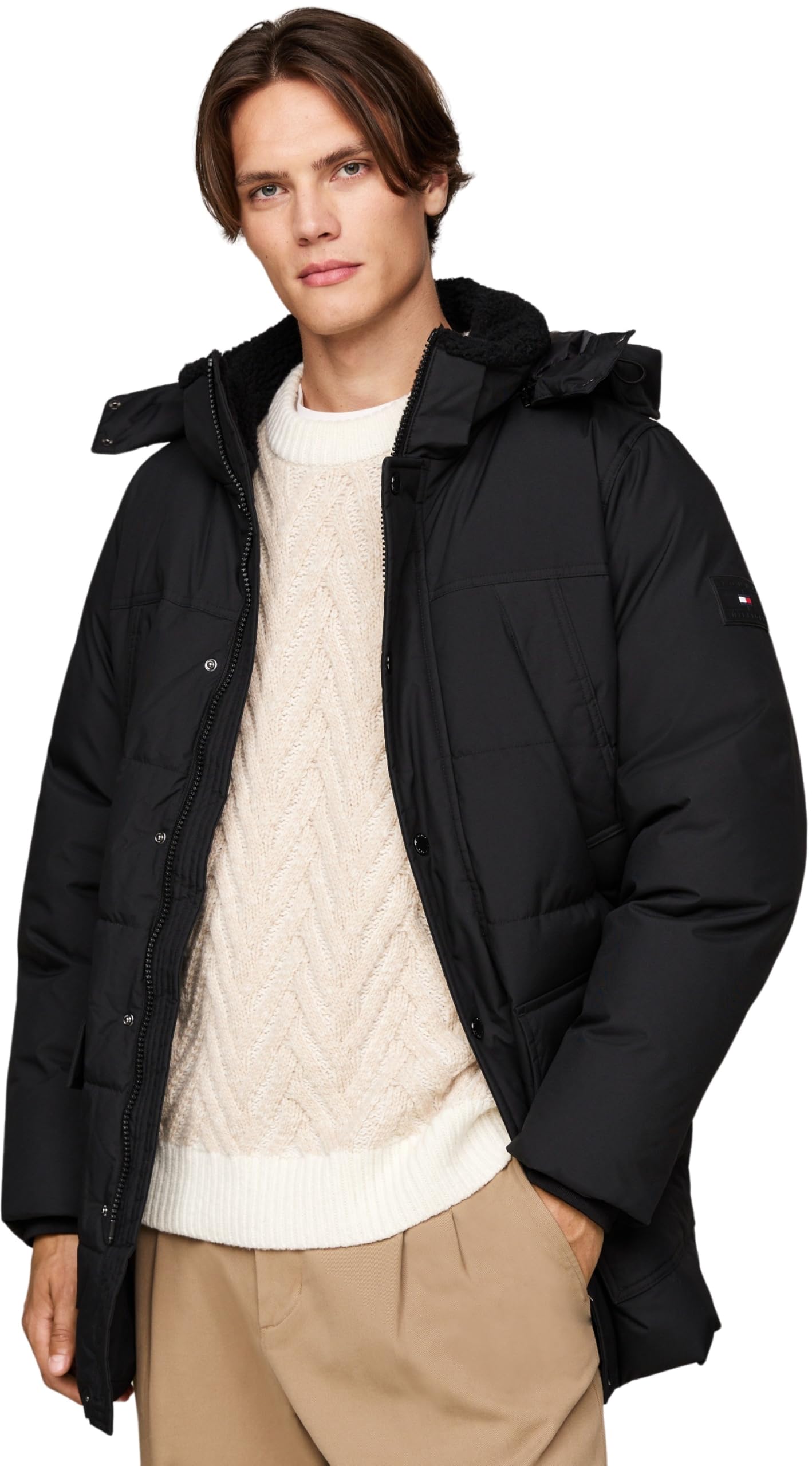 Tommy Hilfiger Herren Daunenmantel Rockie Utility Parka mit Knopfleiste