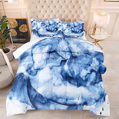 Miniatura 9 de BIVVI Juego de edredón con estampado de mármol verde salvia, ilustraciones abstractas, juego de ropa de cama moderno, tamaño individual, líneas