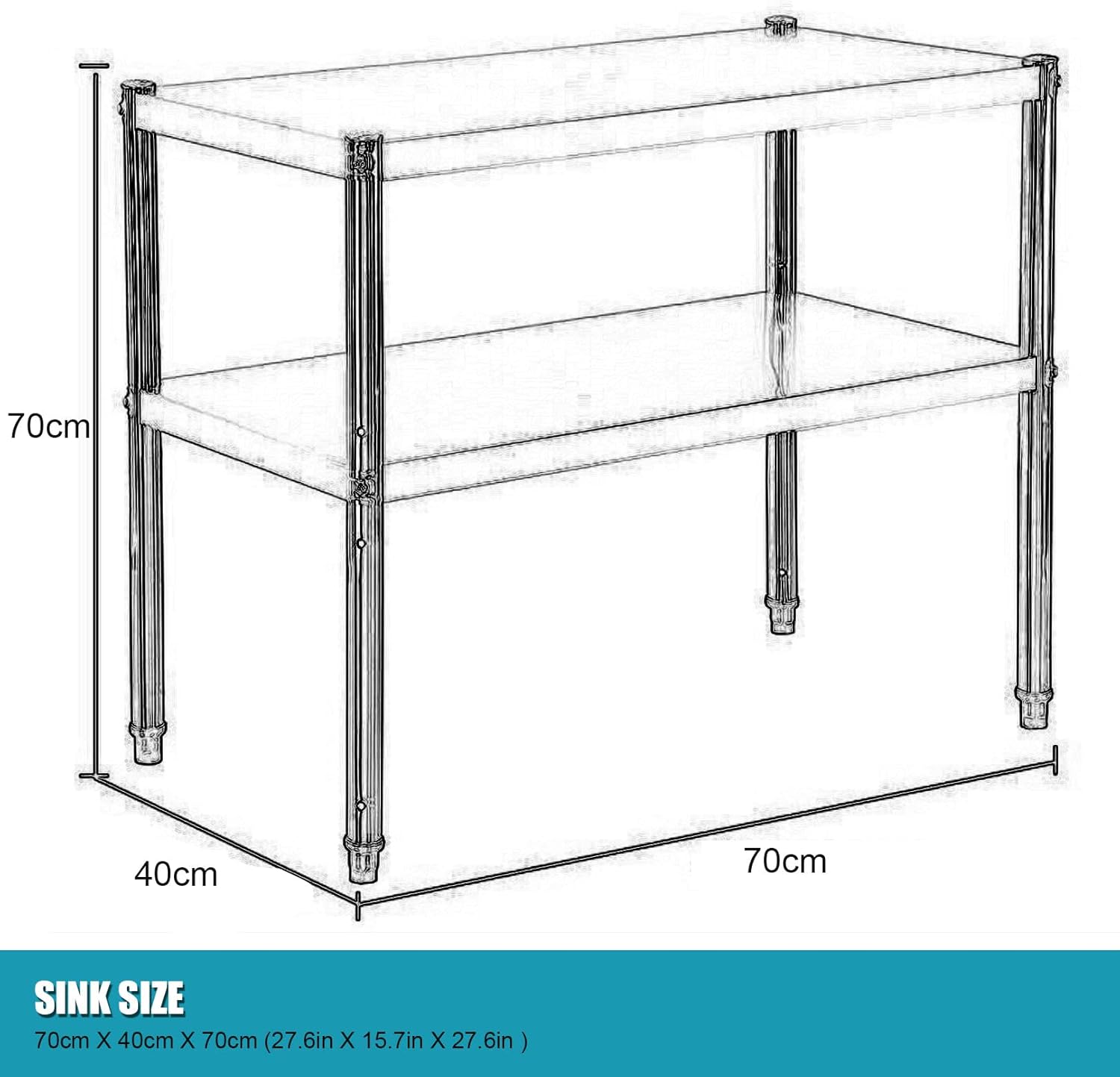 Commercial Adjustable Double Shelf 2 Tier, Stainless Steel Commercial Kitchen Table Worktable Workstation with Undershelf