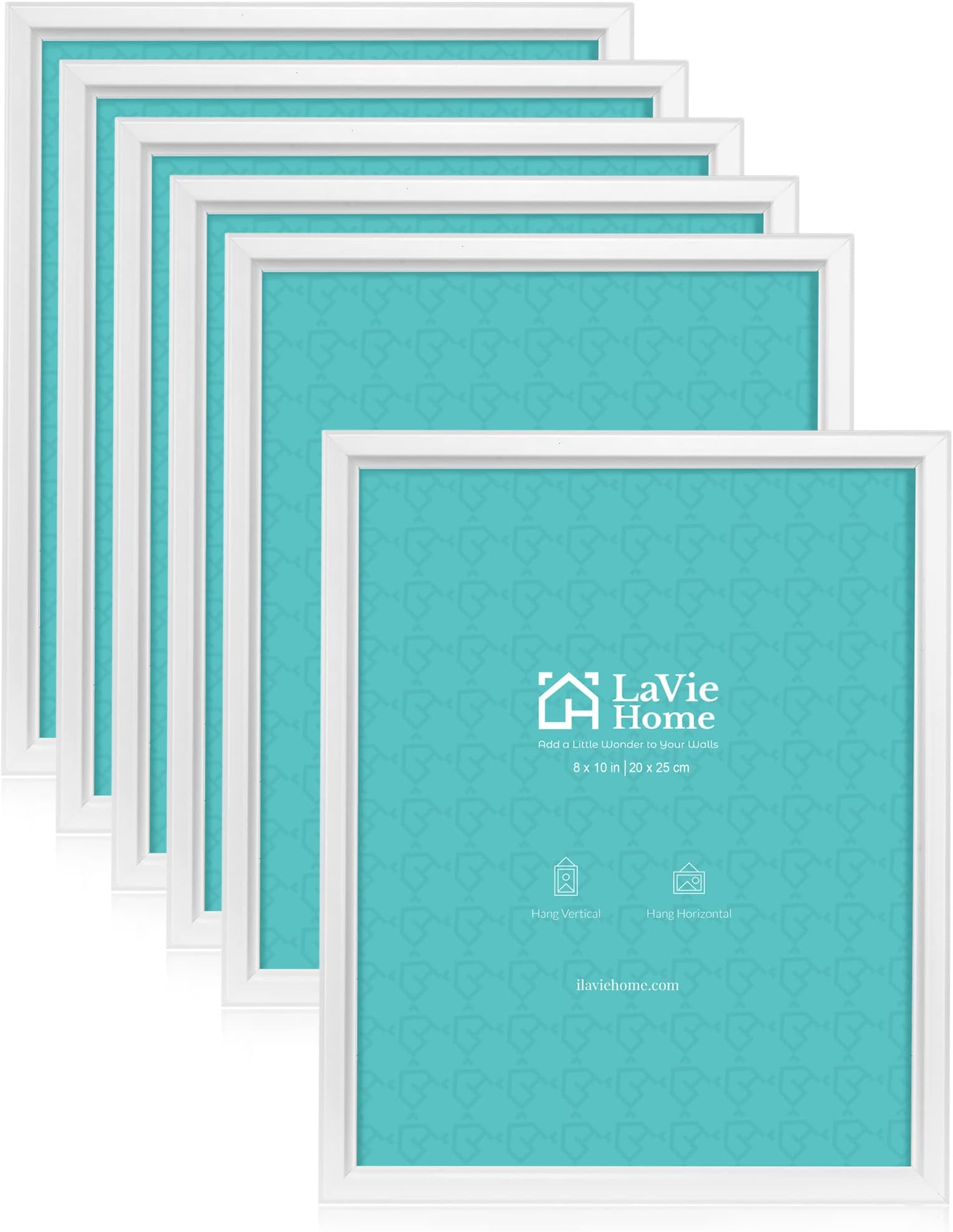 LaVie Home 8x10 Picture Frames (6 Pack, White) Simple Designed Photo Frame with High Definition Glass for Wall Mount & Table Top Display, Set of 6 Classic Collection