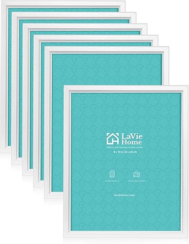Miniatura 1 de LaVie Home - Marco de fotos (6 unidades), diseño simple con cristal de alta definición, para montaje en pared y en mesa, colección clásica, Blanco,