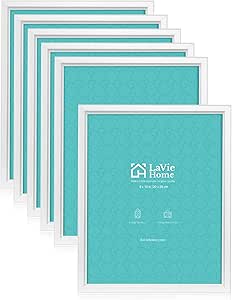 LaVie Home 8x10 Picture Frames (6 Pack, White) Simple Designed Photo Frame with High Definition Glass for Wall Mount &amp; Table Top Display, Set of 6 Classic Collection