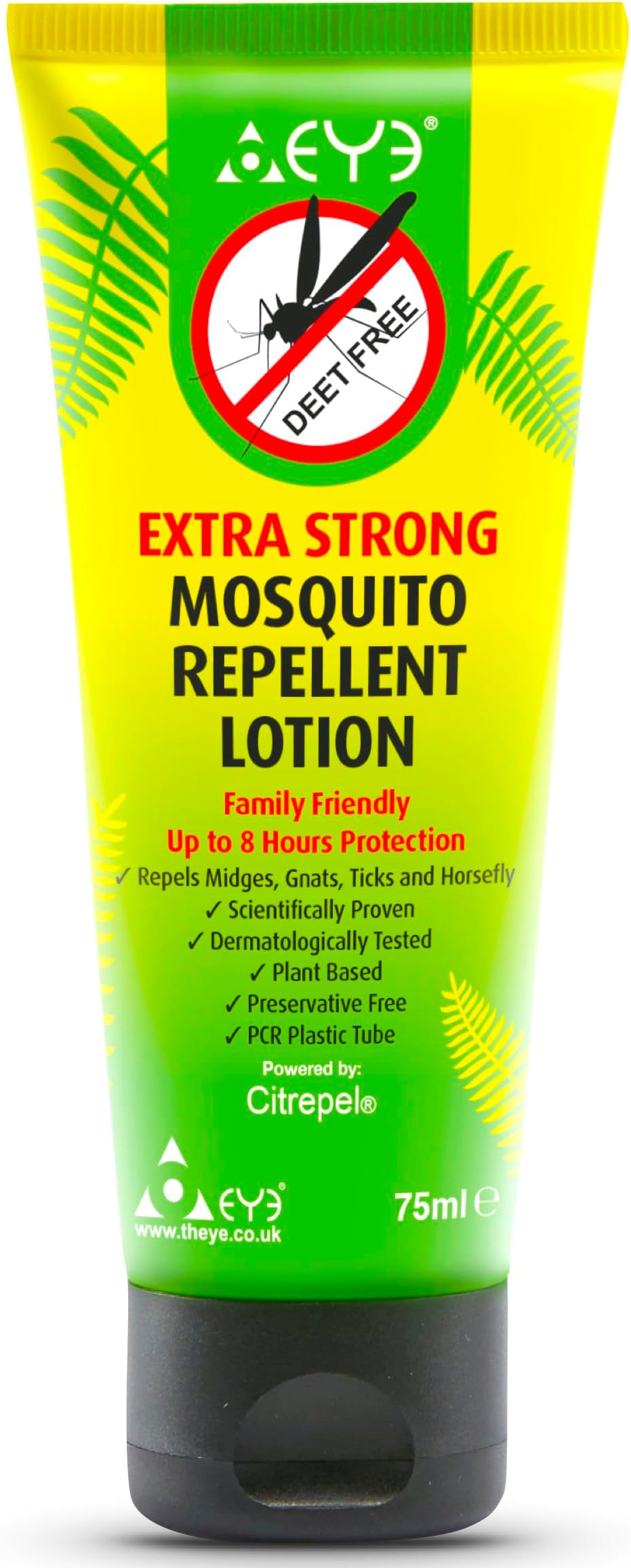 Mosquito Repellent Cream - Extra Strong/Tropical Strength - 100% Natural, Deet Free, No Preservatives - Safe Insect/Midge Repellent for Adults, Children & The Environment - 75ml