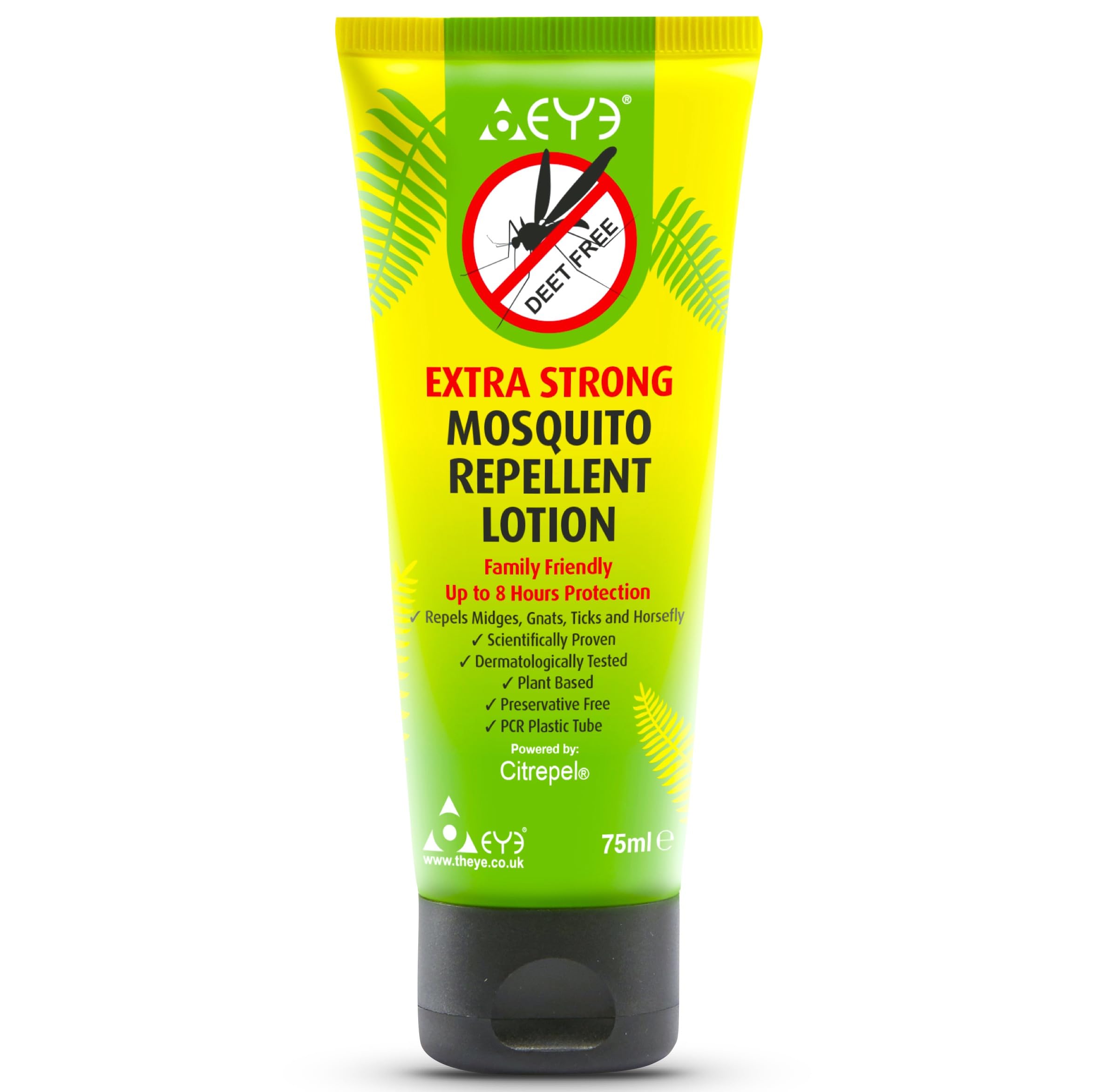 Mosquito Repellent Cream 75ml - Extra Strong/Tropical Strength - 100% Natural, DEET-Free, No Preservatives - Safe Insect/Midge Repellent for Adults, Children & The Environment