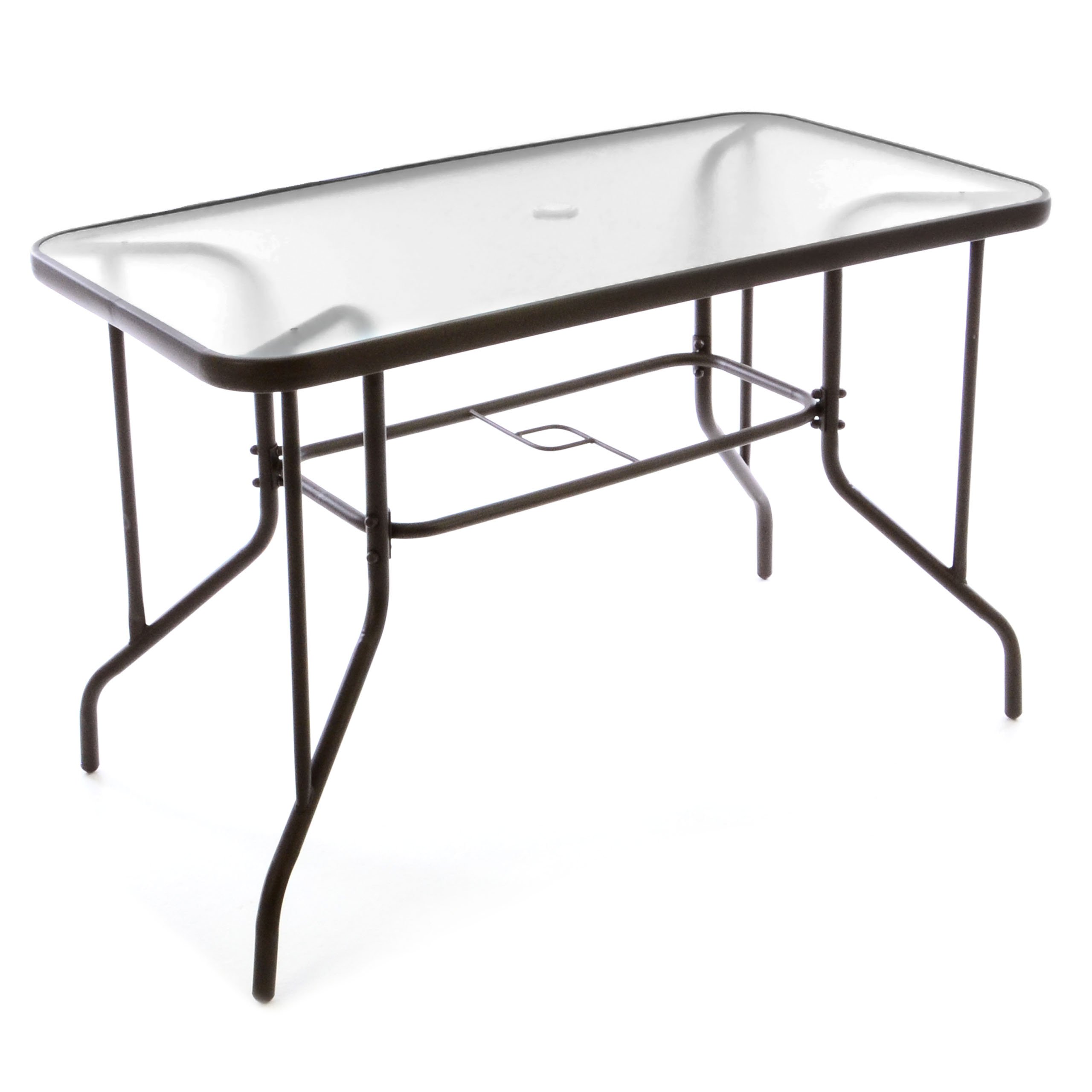 Nexos Trading 5-teiliges Gartenmöbel-Set aus 4 Bistrostühlen & 1 Esstisch – Stahl Kunststoff Glas – braun Dunkelbraun