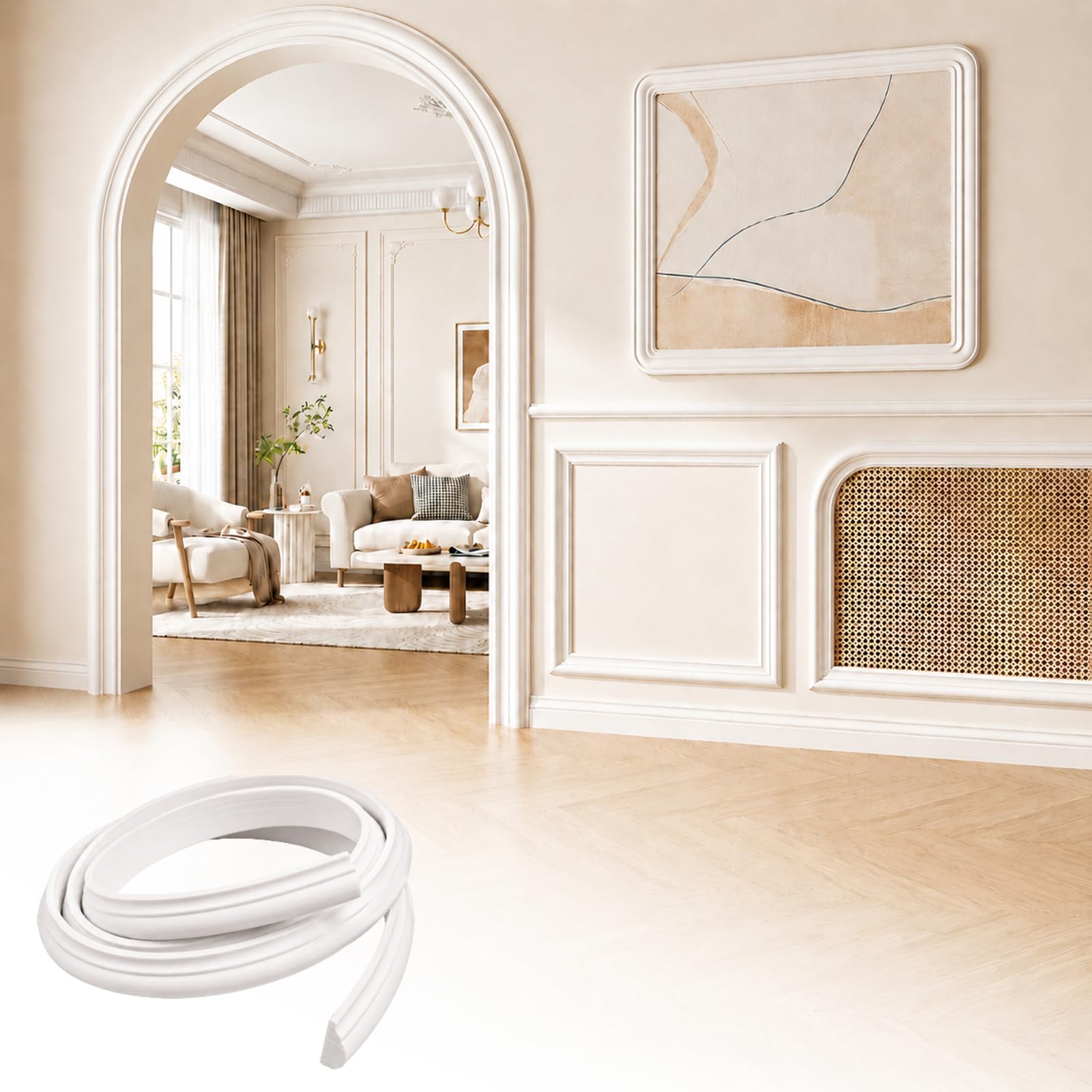 PVC Modanatura per Pareti Flessibile per Quadri, Porte, Boiserie, Specchi, Armadi E Rivestimenti Murali W 1.6cm, L 10m