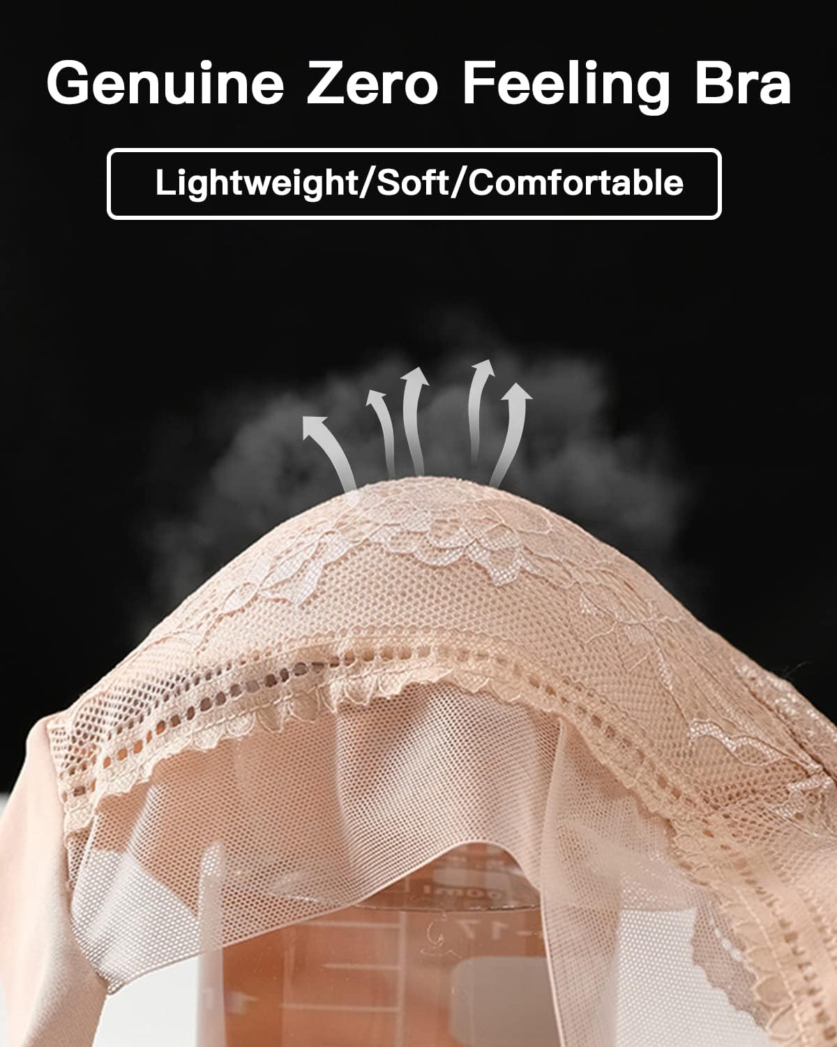 WOWENY Seamless Lace Bras for Women Wirefree Comfortable Mesh Padded Soft Back Smoothing Bra - Image 3