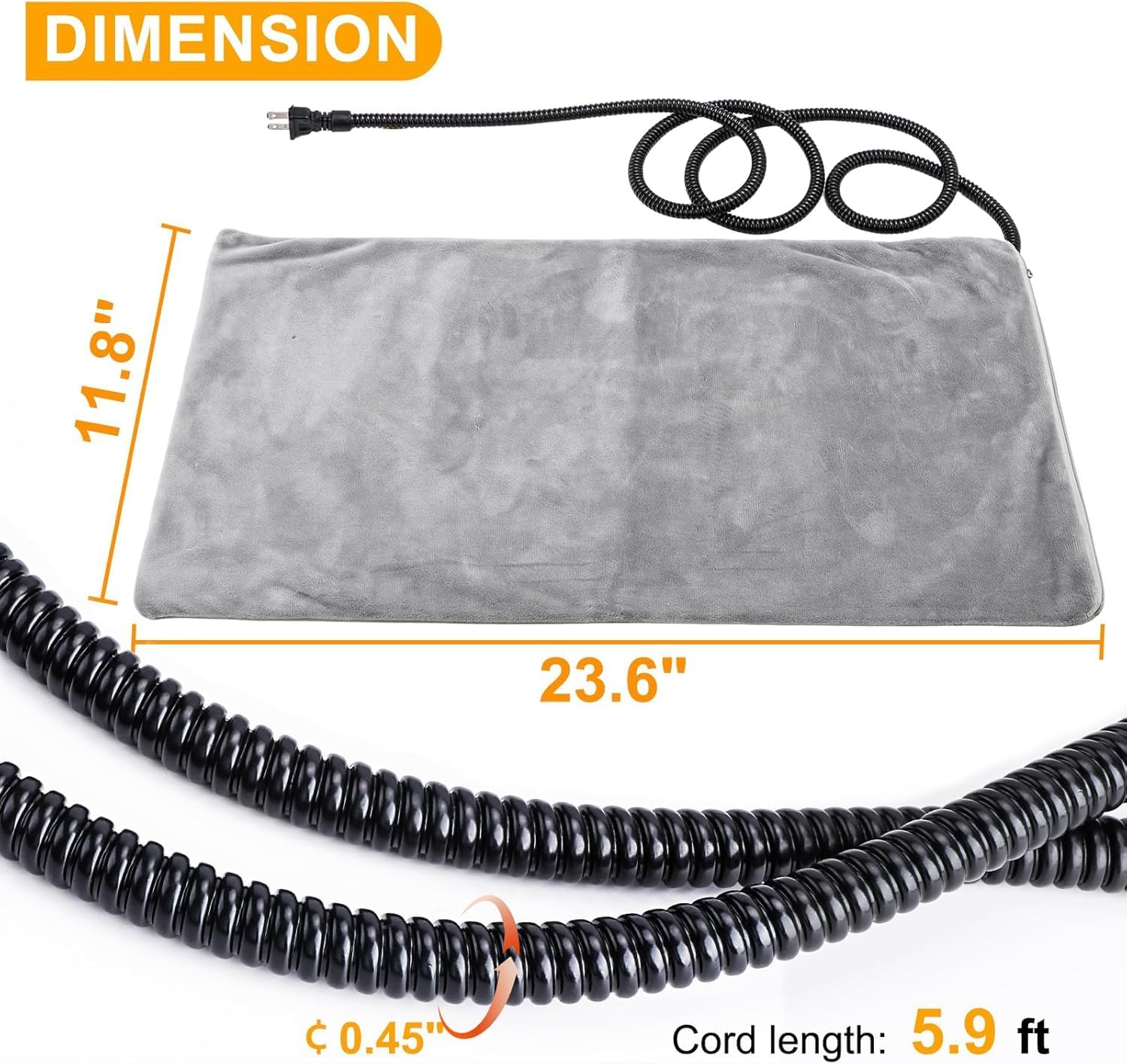Texsens Cat Heating Pad - Heated Pet Bed Dog Mat with Chew Resistant Cord & Removable Soft Cover - Fits Outdoor Cat House (23.6" x 11.8")