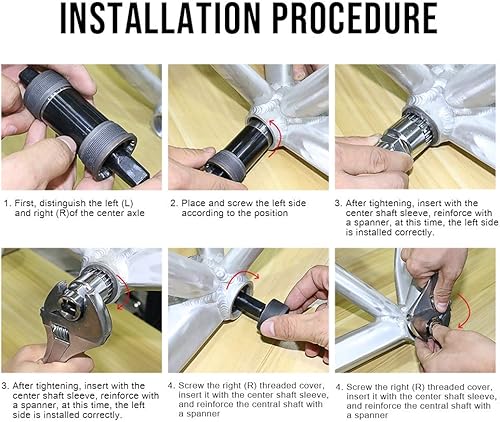 Miniatura 6 de VGEBY Soporte inferior eje de manivela de agujero cuadrado, eje central de montaña media de bicicleta para manivela de husillo cónico cuadrada (68 x