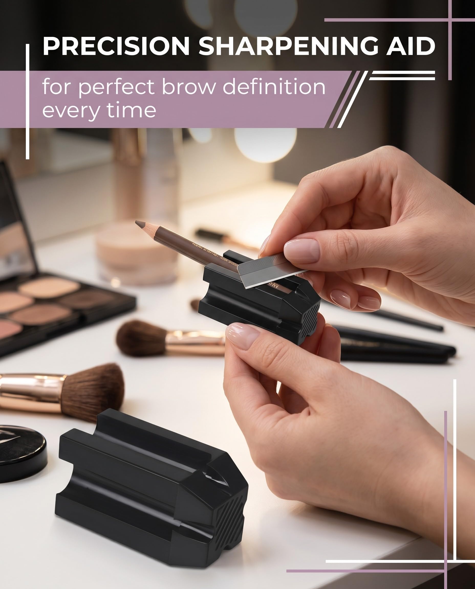 Temperino Universale 1 Pezzo per Trucco. Temperamatite Cosmetico per Matite Occhi, Sopracciglia, Labbra, Eyeliner. Lame di Precisione per Viaggio.