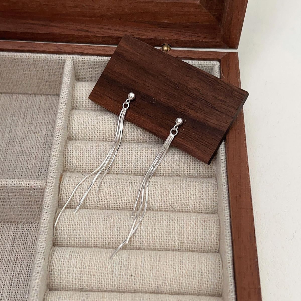 Silver Chain Earrings for Women Dangling Hypoallergenic Threaded Earrings for Women Dainty Tassel Earring Silvery Long Earring - Image 6