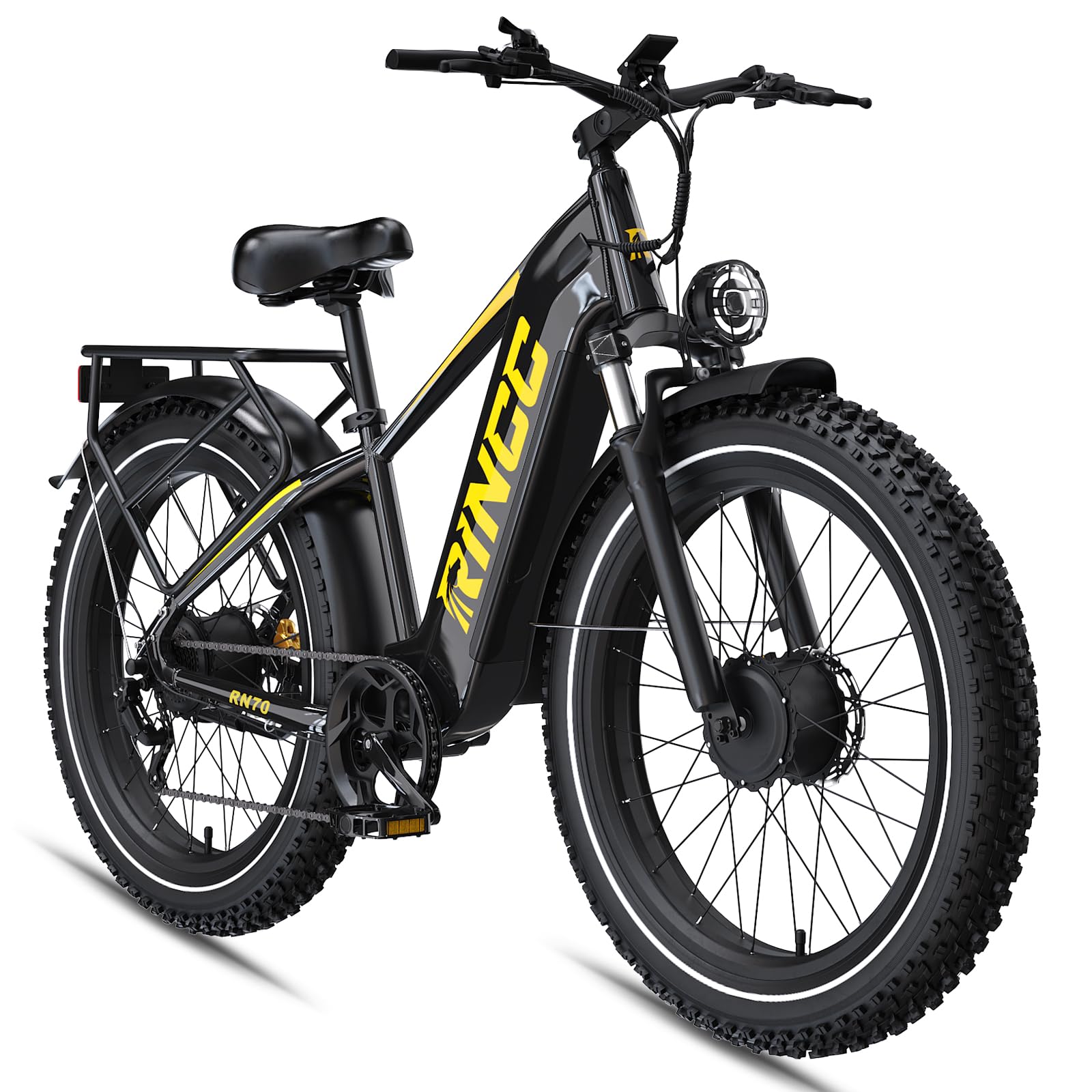 RINCC RN70 Bici Elettrica MTB Doppio Motore,960Wh 20Ah Batteria,Autonomia fino a 100-120 km,Pneumatici All Terrain Fat 26“*4,0”,Freni a disco idraulici,7 Velocità