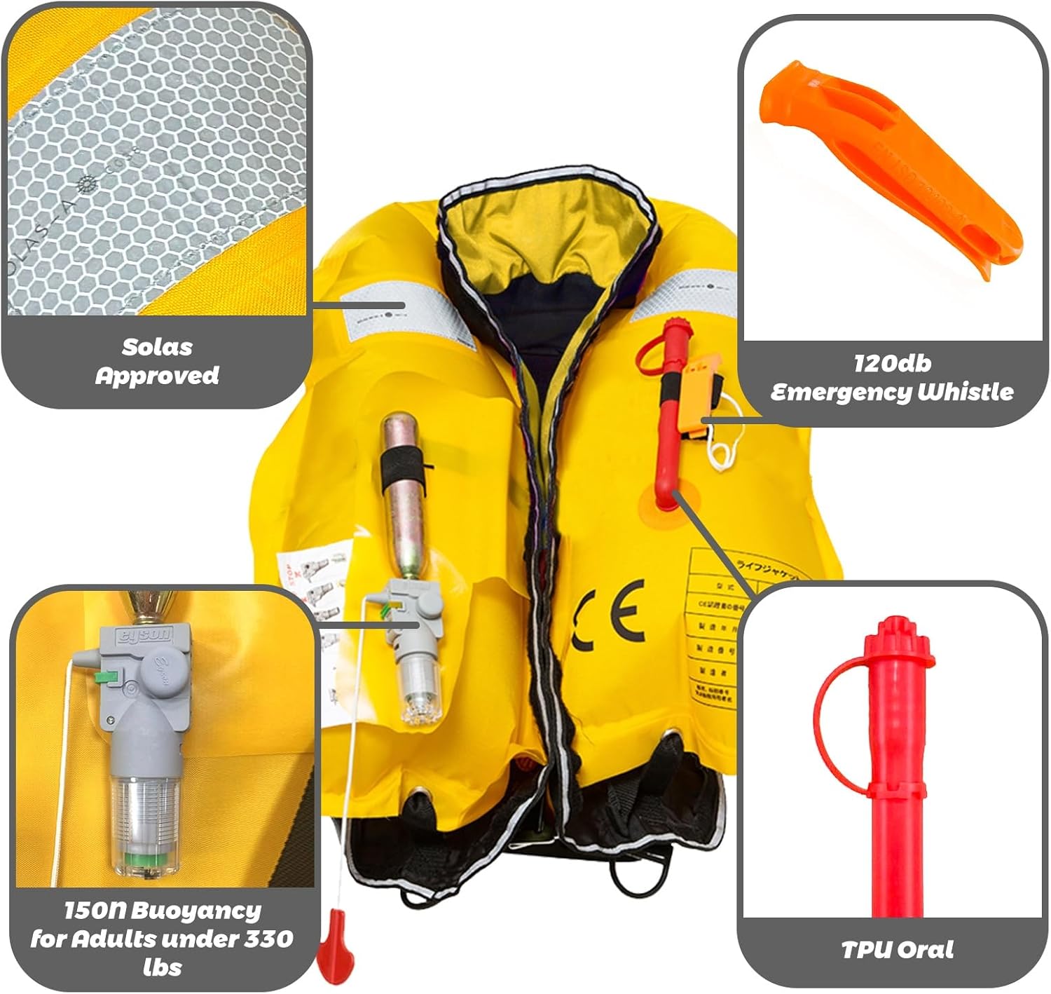 Automatic Inflatable Life Jacket,Life Vest for Adult,Preserver PFD for Adults,Supports Weight up to 330 pounds