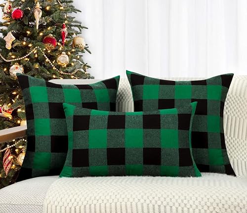 Miniatura 5 de 4TH Emotion Juego de 2 fundas de cojín o almohada lumbar rectangular de poliéster con estampado a cuadros estilo alquería para decoración del hogar