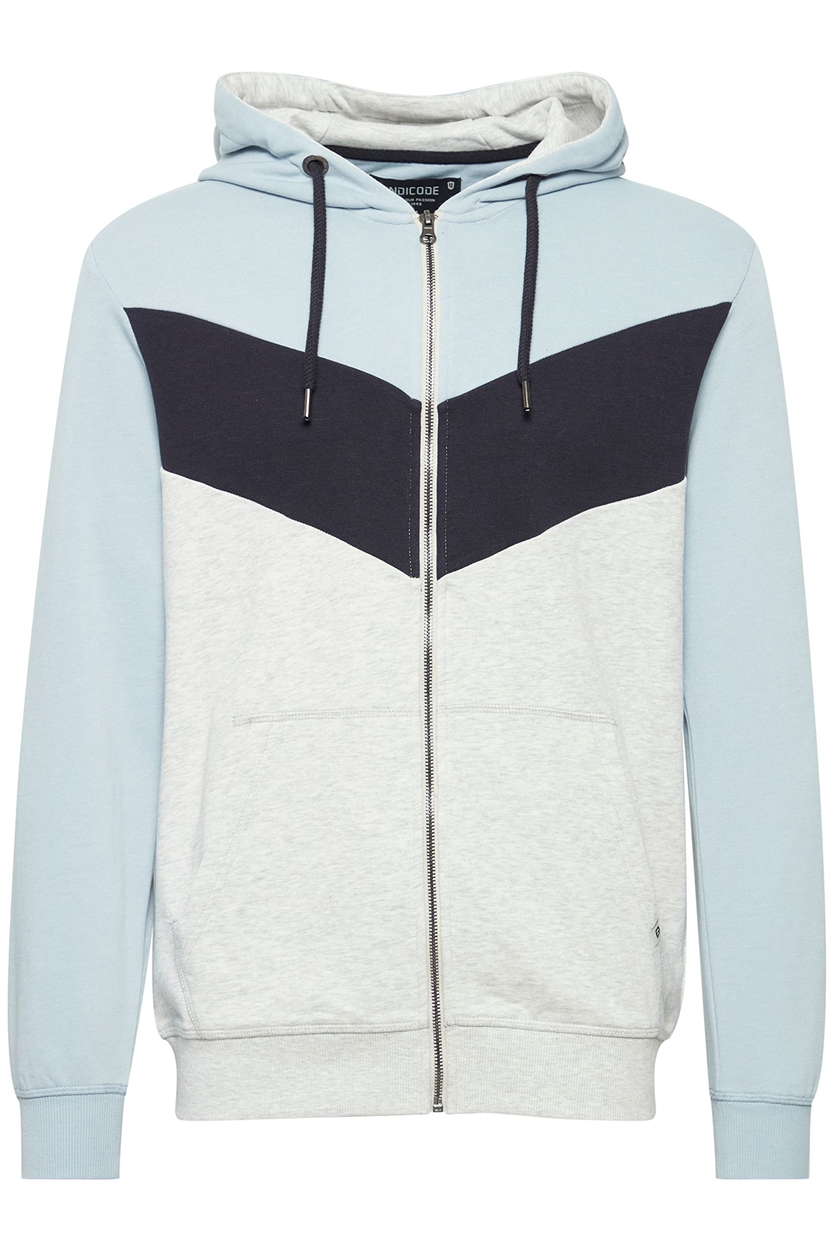 Indicode IDPock Herren Sweatjacke Kapuzenjacke Hoodie mit Kapuze und Reißverschluss Color Block Design
