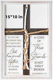 A Cord of Three Strands Wedding Sign 15x10 Inches - Unity Rope Cross Bra...
