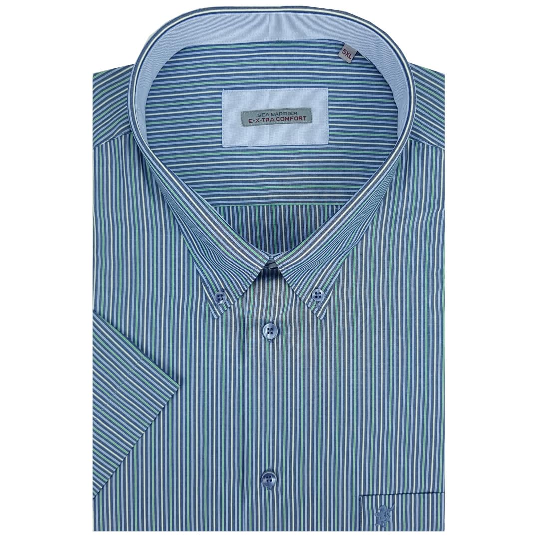 SEA BARRIER Camicia Uomo Mezza Manica Corta Taglie Forti Comode con Taschino 3XL 4XL 5XL 6XL