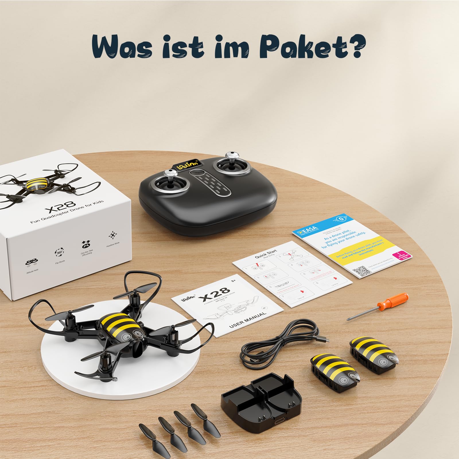 Loolinn | Drohne als Geschenk für Kinder - Lustiges Design, Leicht zu fliegen, kindersicher, 360°-stunts, Lade-Hub und zwei Akkus inklusive (Festtagsgeschenk für Jungen und Mädchen)