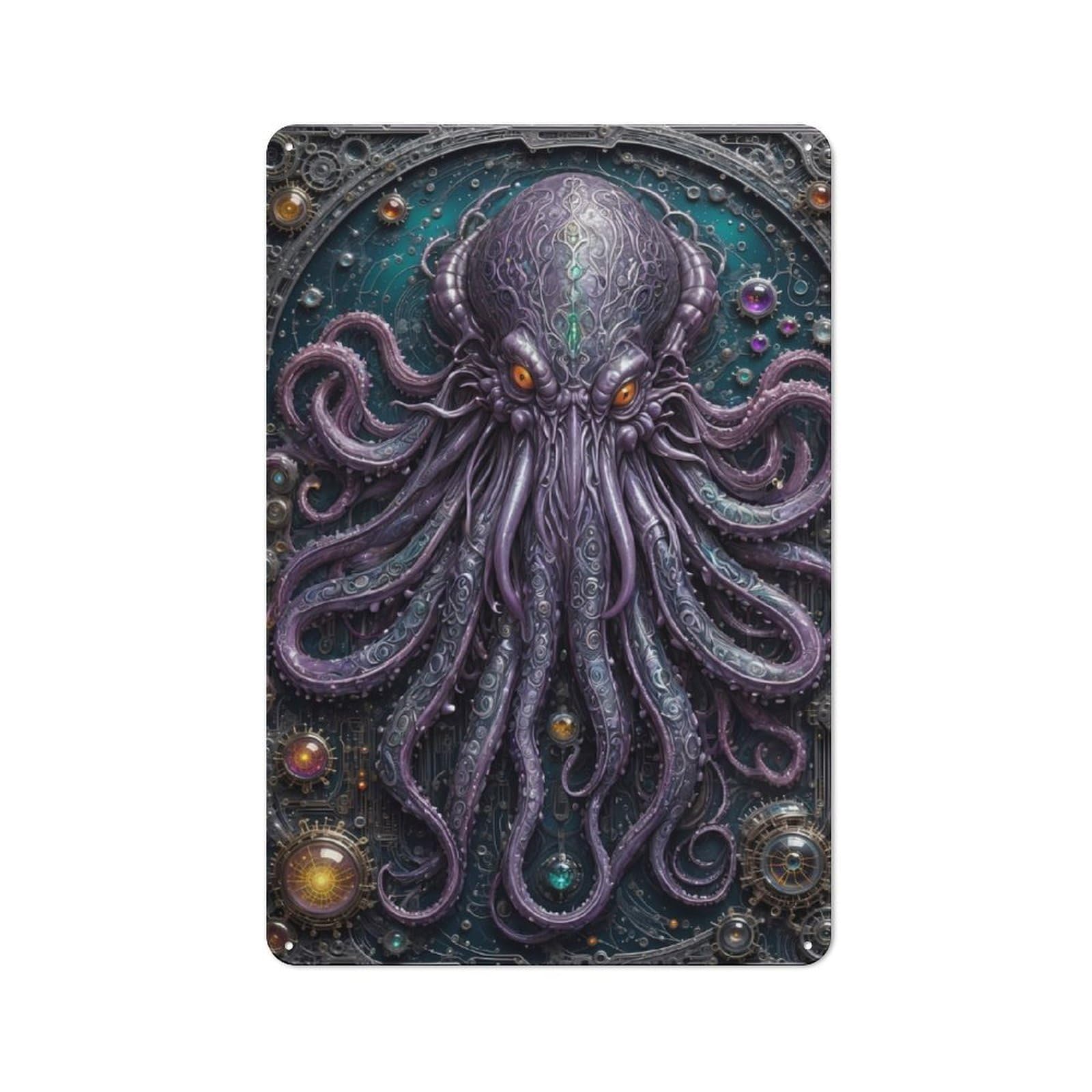 Junmoney God Legend Cthulhu Printed Metal Sign 30X20cm For Lounge Or Reading Corner, A Winter Wall Decor Update For Reading Corner Decorators