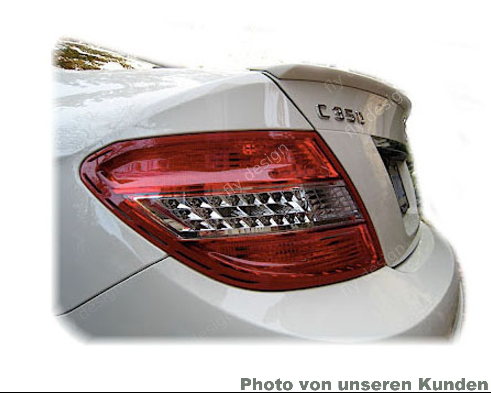 FLY DESIGN 70151 Rear Spoiler For Mercedes C-Klasse Limousine W204, Spoiler, Rear Wing, Spoiler For Car Tuning, Optics A, ABS Material, Painted Black Obsidian 197 - View #4