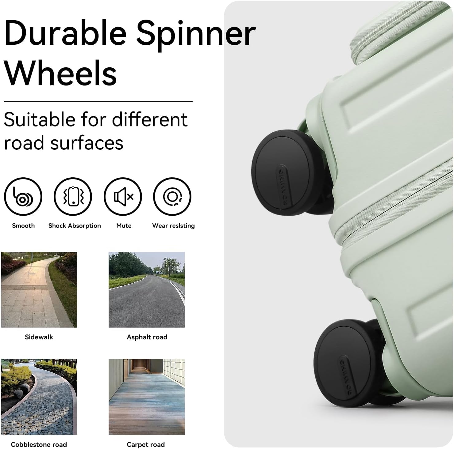 ROAMING Grace Expandable Carry On Luggage Airline Approved, 20 Inch Hardside Carry On Suitcase with Wheels, Travel Harshell Spinner Small Luggage with Tsa Lock, Jade cyan, 20-Inch Carry-On - Image 7