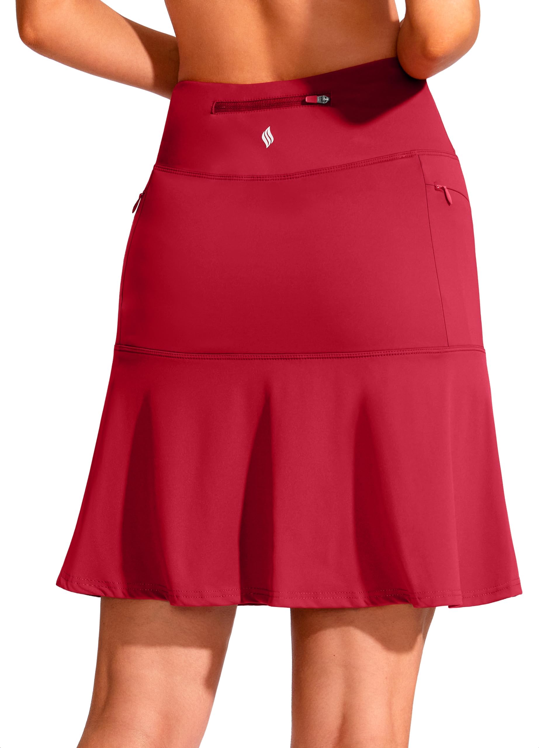 SANTINY19" Golf Skorts Skirts for Women Zipper Pockets Knee Length Skort Women's High Waist Athletic Tennis Skirt