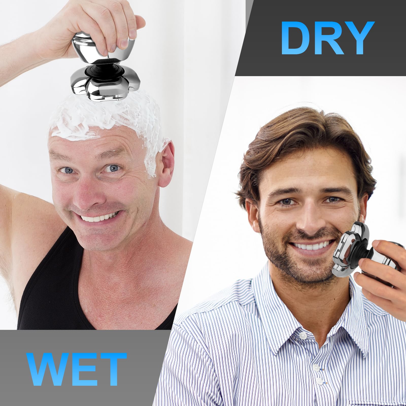 Afeitadoras de cabeza 9D para hombres calvos, maquinilla de afeitar eléctrica 6 en 1 para hombres, inalámbricas, recargables e impermeables, con batería grande, pantalla LED, afeitado húmedo/seco